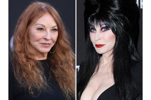 This combination of photos shows Cassandra Peterson at the Los Angeles premiere of "The First Omen" on March 26, 2024, left, and Peterson, dressed as Elvira, at the 2016 Knott's Scary Farm Black Carpet Event in Buena Park, Calif., on Sept. 30, 2016. (Photos by Richard Shotwell/Invision/AP) This combination of photos shows Cassandra Peterson at the Los Angeles premiere of "The First Omen" on March 26, 2024, left, and Peterson, dressed as Elvira, at the 2016 Knott's Scary Farm Black Carpet Event in Buena Park, Calif., on Sept. 30, 2016. (Photos by Richard Shotwell/Invision/AP)