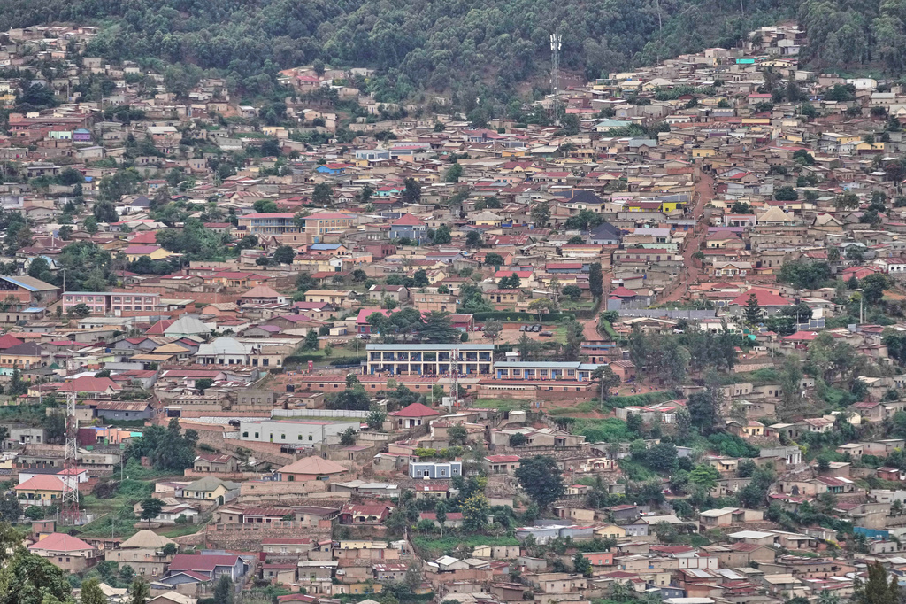 A view of buildings on a hillside in Kigali, Rwanda, March 18, 2026. (AP Photo/Brian Inganga)