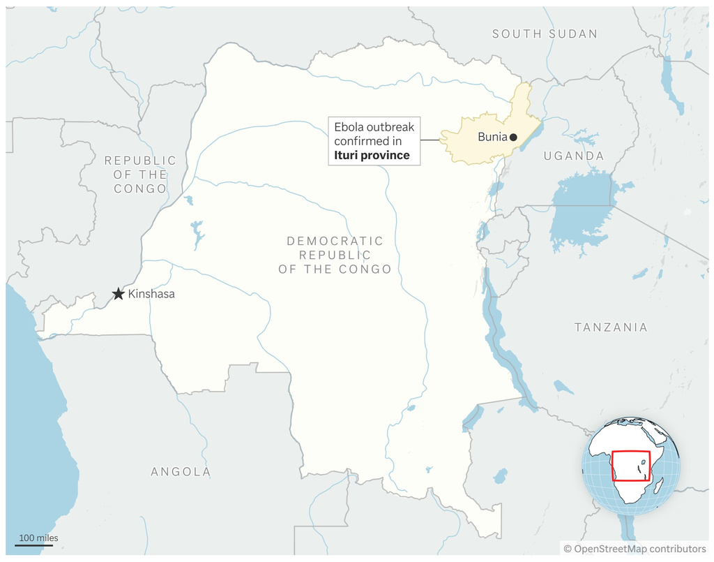 Map showing the location of Ituri province in the Democratic Republic of the Congo. (AP Digital Embed)