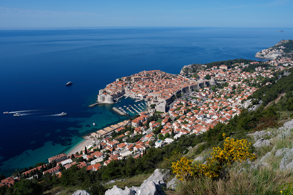 Old town of Dubrovnik, Croatia, lines the shore of the Adriatic Sea, Monday, April 27, 2026. (AP Photo/Darko Bandic)