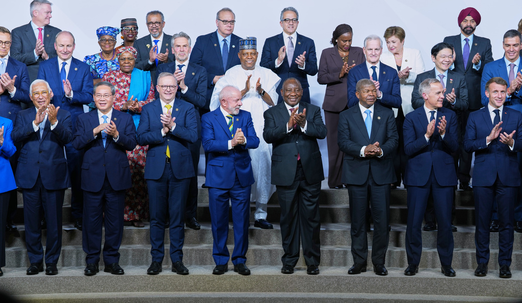 Heads of states gather for a group photo during the G20 leaders' summit, in Johannesburg, South Africa, Saturday, Nov. 22, 2025. (AP Photo/Misper Apawu,Pool)