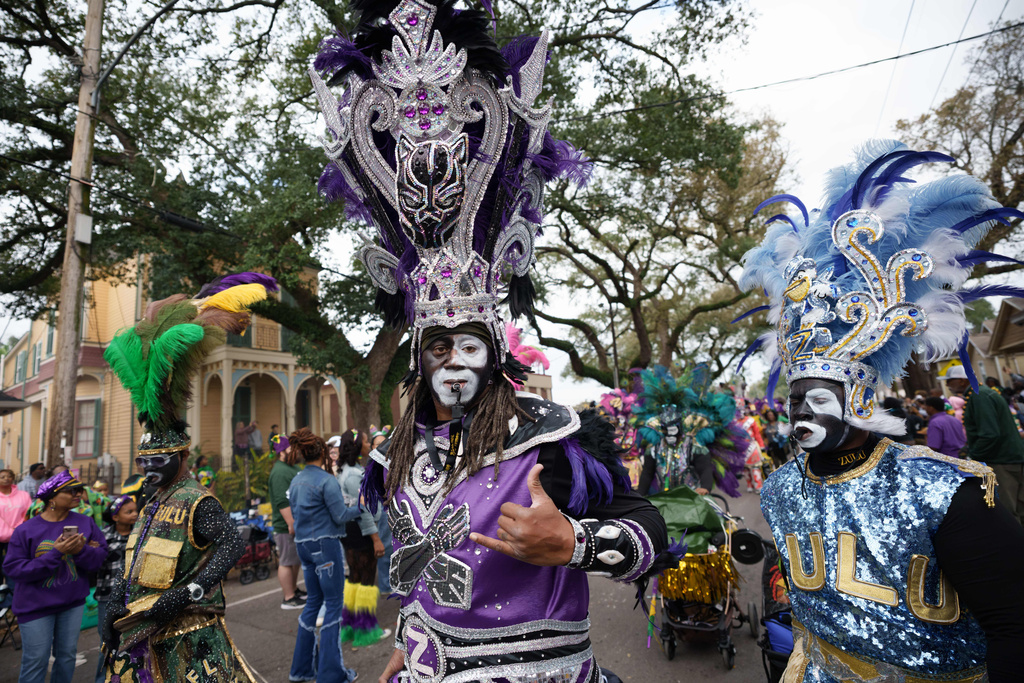 Zulu Tramps parade on Mardi Gras Day, Tuesday, Feb. 17, 2026 in New Orleans. (AP Photo/Matthew Hinton)