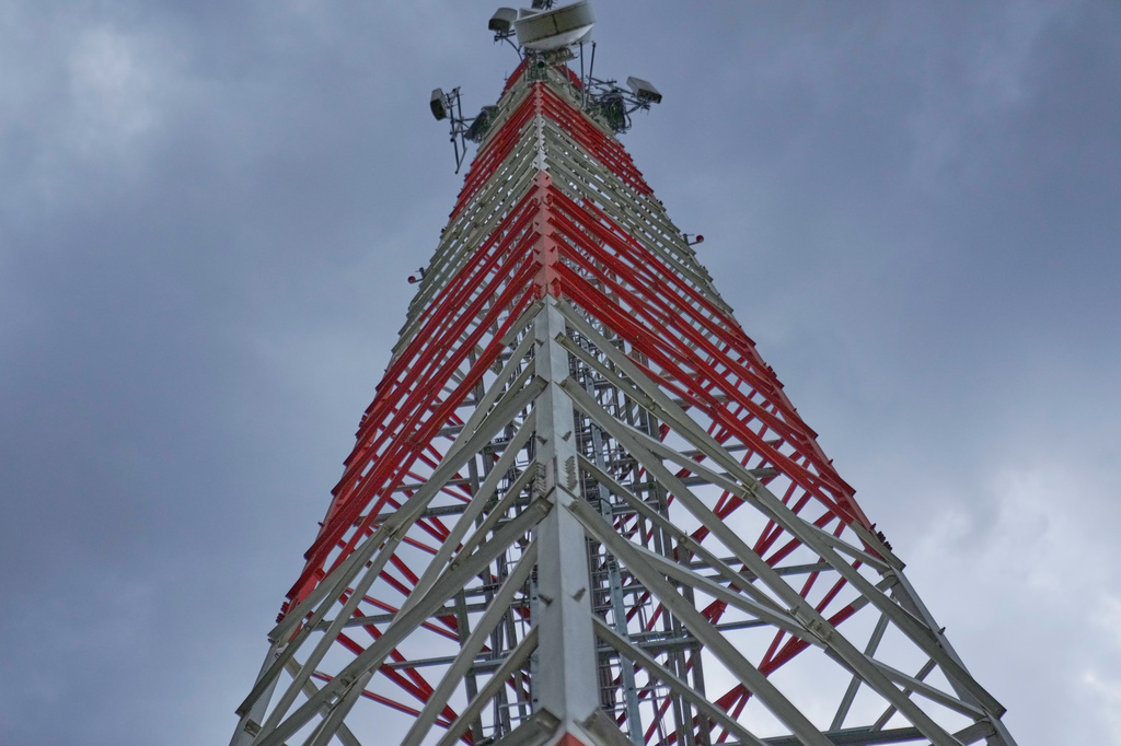A telecommunications tower stands in Kajiado, Kenya, Saturday, April 25, 2026. (AP Photo/Brian Inganga)