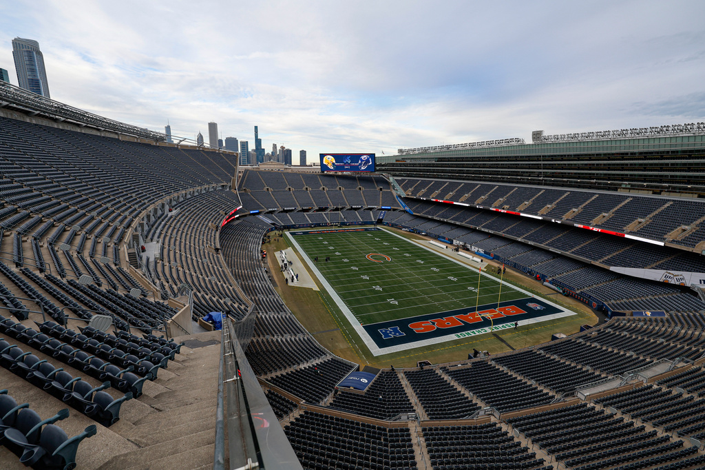 FILE - Soldier Field is seen prior to an NFL football game between the Chicago Bears and Green Bay Packers, Dec. 20, 2025, in Chicago. (AP Photo/Kamil Krzaczynski, file)