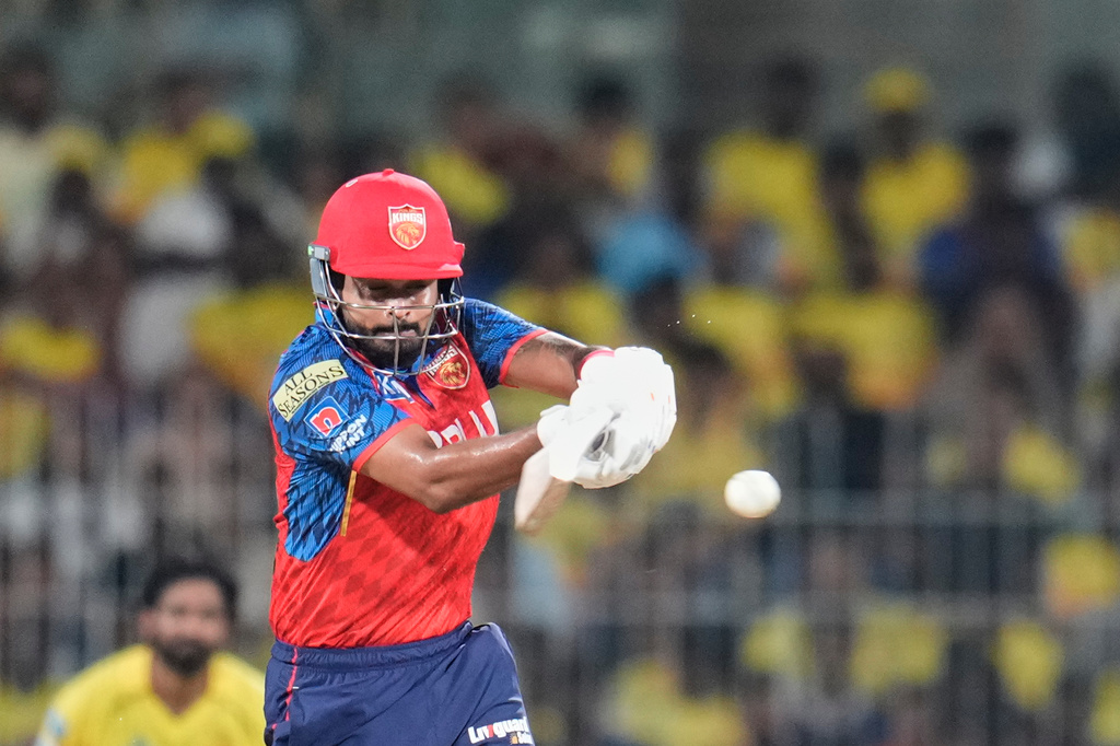 Punjab Kings' captain Shreyas Iyer during the Indian Premier League cricket match between Chennai Super Kings and Punjab Kings in Chennai, India, Friday, April 3, 2026. (AP Photo/Aijaz Rahi)