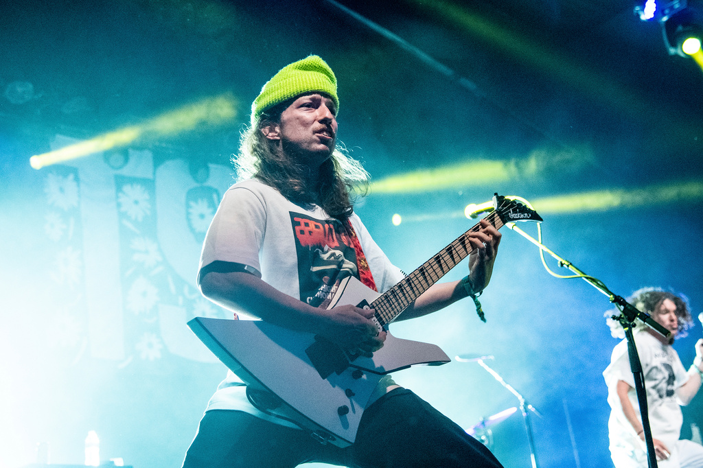 FILE - Turnstile's guitarist Brady Ebert performs at the Coachella Music & Arts Festival at the Empire Polo Club, Friday, April 19, 2019, in Indio, Calif. (Photo by Amy Harris/Invision/AP)