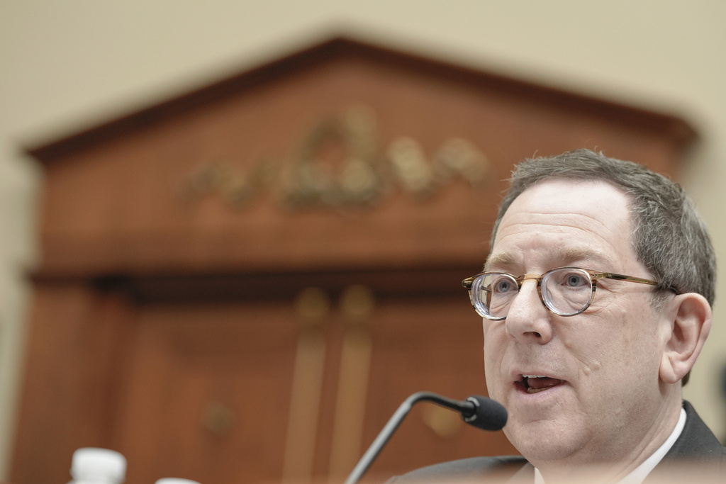 FILE - Northwestern University President Michael Schill testifies during a hearing of the House Committee on Education and the Workforce regarding pro-Palestinian protests on college campuses on Capitol Hill, Thursday, May 23, 2024, in Washington. (AP Photo/Mariam Zuhaib, File)
