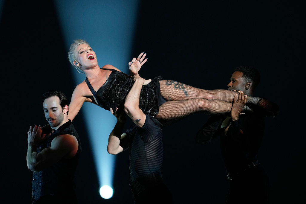 Host Pink performs "All That Jazz" during the 79th Tony Awards on Sunday, June 7, 2026, at Radio City Music Hall in New York. (Photo by Charles Sykes/Invision/AP)