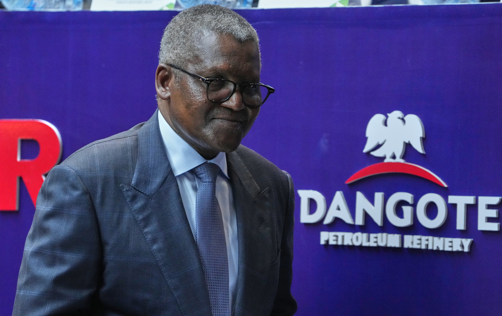 Nigerian industrialist Aliko Dangote, attends the Opening Gong Ceremony of the Dangote Refinery Initial Public Offer at the Nigeria Stock Exchange in Lagos, Nigeria, Monday, Sept. 14, 2026. (AP Photo/Sunday Alamba)