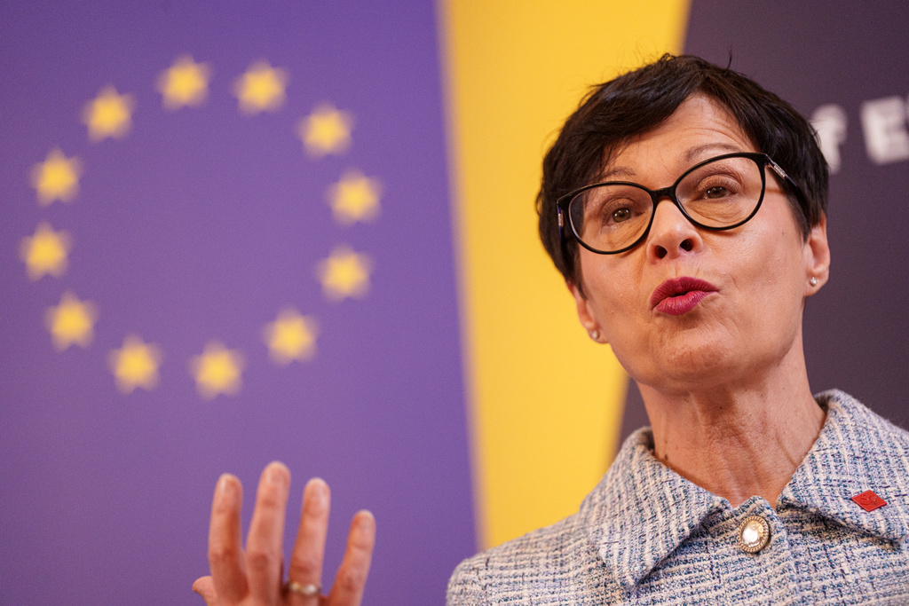 EU Commissioner for Enlargement Marta Kos seeks during joint press conference with Ukraine's Deputy Prime Minister for European and Euro-Atlantic Integration of Ukraine Taras Kachka and Marie Bjerre, Danish Minister for European Affairs, after informal meeting of EU ministers for European affairs in Lviv, Ukraine, on Thursday, Dec. 11, 2025. (AP Photo/Evgeniy Maloletka)