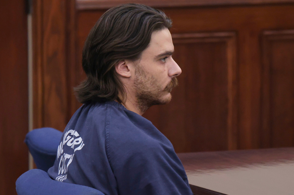 Dalton Eatherly, who goes by the moniker Chud the Builder, attends a hearing at the Montgomery County Courthouse, Thursday, May 21, 2026, in Clarksville, Tenn. (AP Photo/Adin Parks)