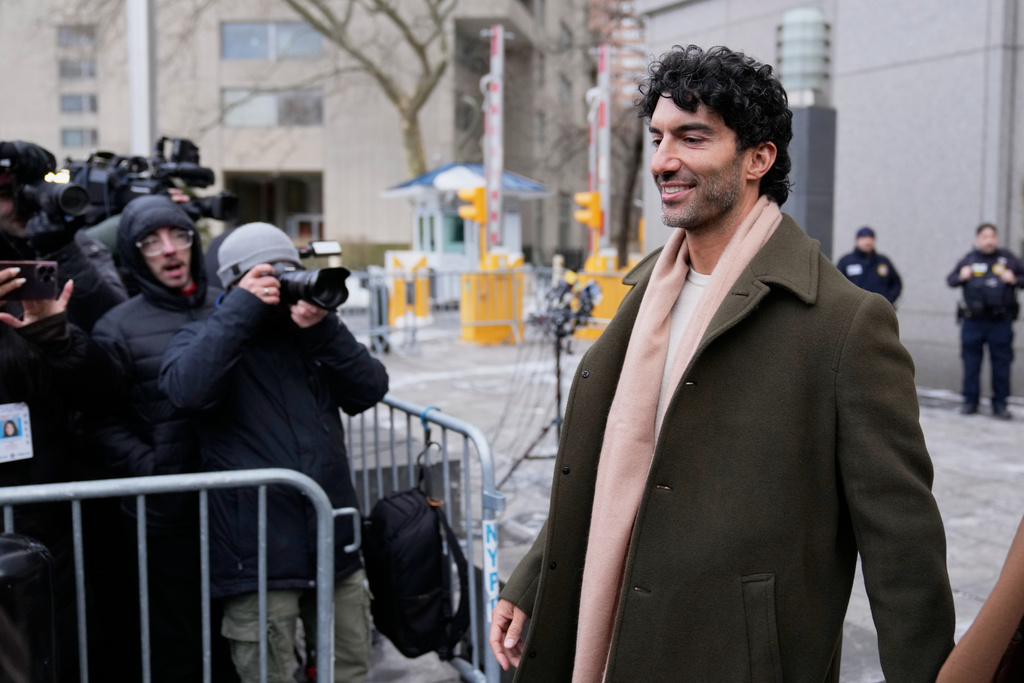 Justin Baldoni leaves a courthouse, in New York, Wednesday, Feb. 11, 2026. (AP Photo/Seth Wenig)