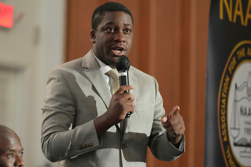 FILE - Democratic candidate Elijah Manley participates in a forum for candidates in Florida's 20th congressional race, July 23, 2026, in Fort Lauderdale, Fla. (AP Photo/Marta Lavandier, File)