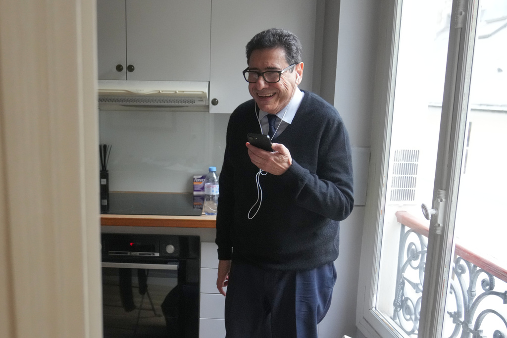 France's Philippe Aghion reacts before an interview with the Associated Press after winning the Nobel prize in economics, Monday, Oct. 13, 2025 in Paris. (AP Photo/Thibault Camus)