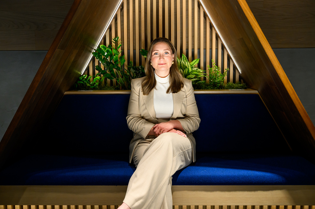 Anthropic co-founder and president Daniela Amodei sits for a portrait at her company's San Francisco headquarters on Friday, May 22, 2026. (AP Photo/Noah Berger)