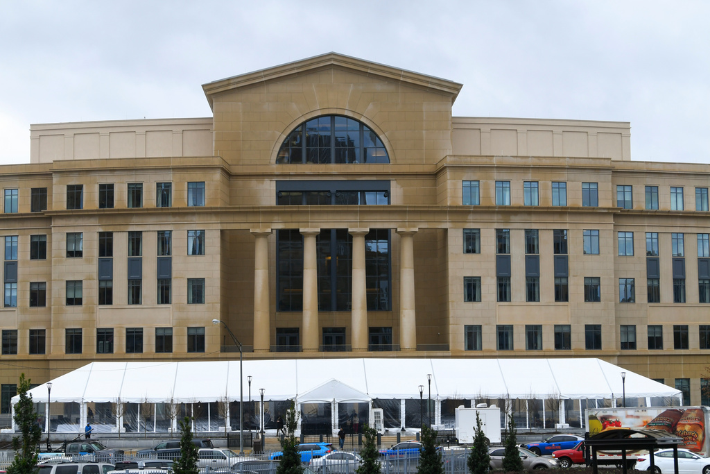 FILE - The new Nathan Deal Judicial Center was dedicated to the former governor that bears it's name, Feb. 11, 2020, in Atlanta. (AP Photo/John Amis, file)