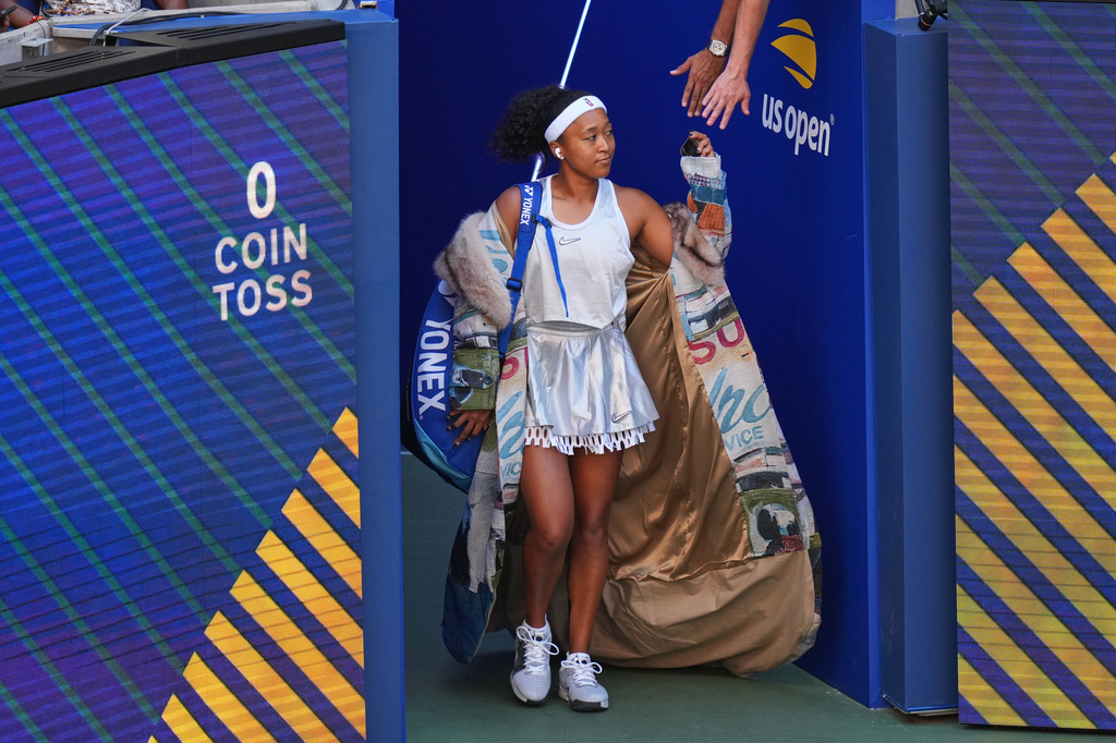 Naomi Osaka, of Japan, arrives for a match against Elena Rybakina, of Kazakhstan, during the fourth round of the U.S. Open tennis championships, Monday, Sept. 7, 2026, in New York. (AP Photo/Kirsty Wigglesworth)