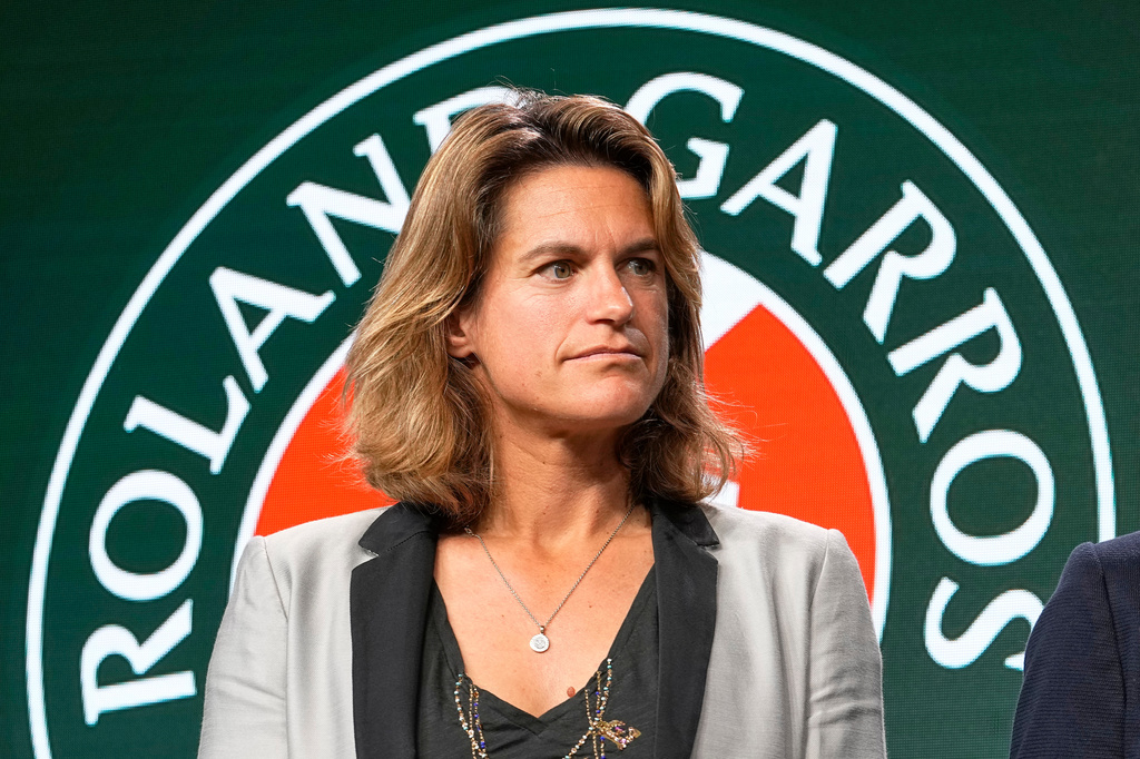 FILE - Director of Roland-Garros former tennis player Amelie Mauresmo attends the draw of the French Open tennis tournament at the Roland Garros stadium in Paris, on May 19, 2022. (AP Photo/Michel Euler, File)