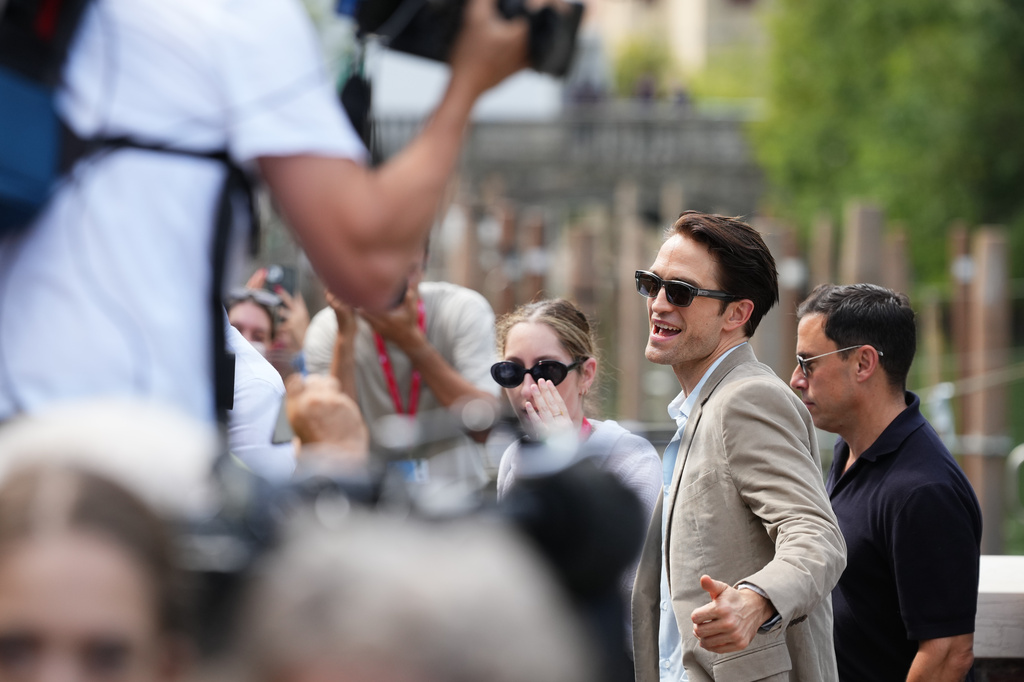 Robert Pattinson arrives at the 83rd edition of the Venice Film Festival in Venice, Italy, on Saturday, Sept. 5, 2026. (Photo by Alessandra Tarantino/Invision/AP)
