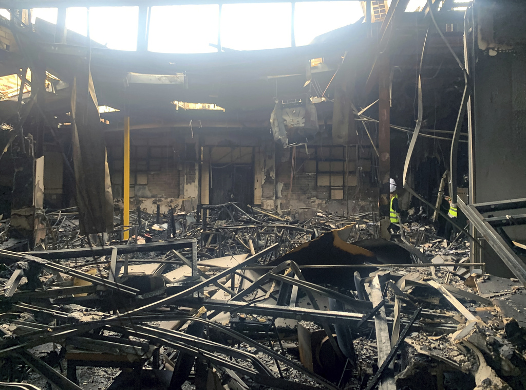 Debris is strewn at the burnt-out Adass Israel Synagogue in Melbourne, Australia, on Dec. 9, 2024. (Yumi Rosenbaum/AAP Image via AP)