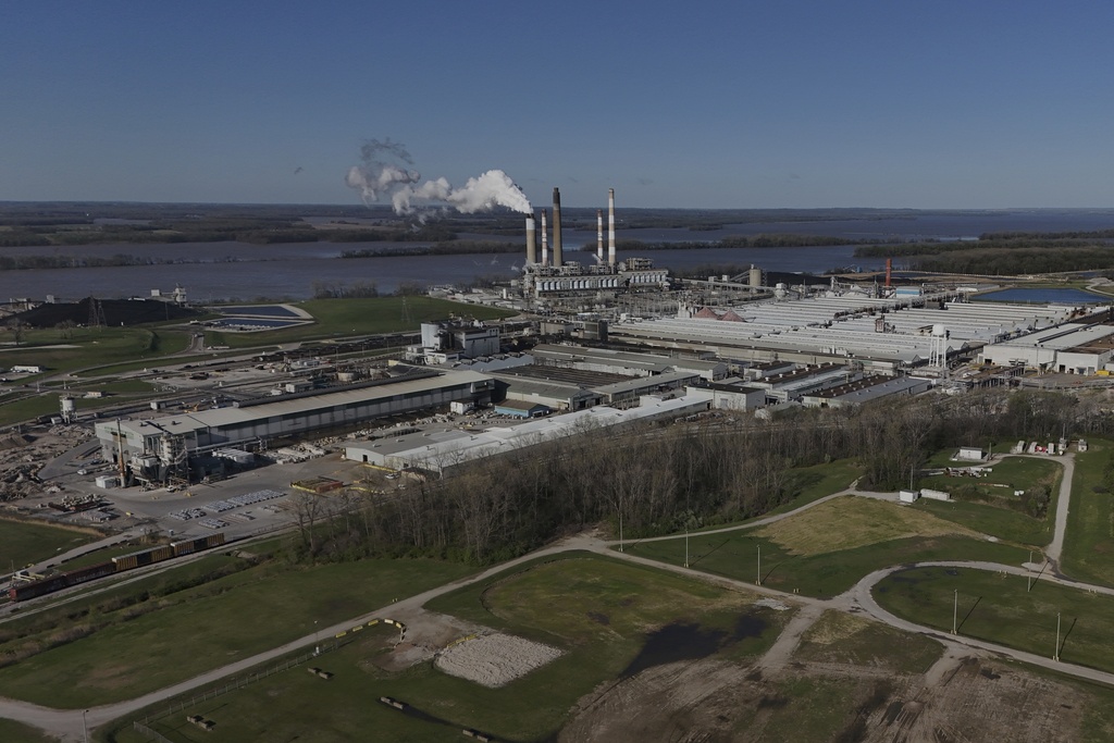 FILE - The Warrick Power Plant operates, April 8, 2025, in Newburgh, Ind. (AP Photo/Joshua A. Bickel, File)