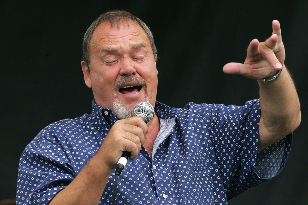 FILE - David Clayton-Thomas of "Blood, Sweat and Tears" performs during one of several tailgate parties prior to the Texas A&M-Utah game on Sept. 2, 2004, in Salt Lake City. (AP Photo/Douglas C. Pizac, File)