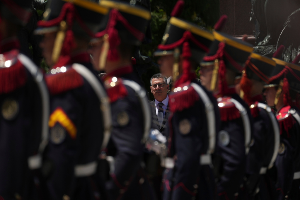Israel's Foreign Minister Gideon Sa'ar attends a ceremony honoring Argentine national hero Gen. Jose de San Martin, in Buenos Aires, Argentina, Tuesday, Nov. 25, 2025. (AP Photo/Rodrigo Abd)