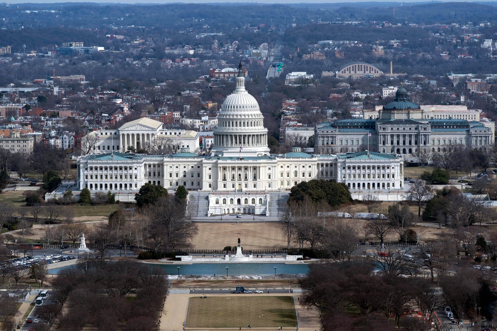 The U.S. Capitol is seen, Tuesday, Feb. 24, 2026, in Washington, ahead of President Donald Trump State of the Union. (AP Photo/Jose Luis Magana)