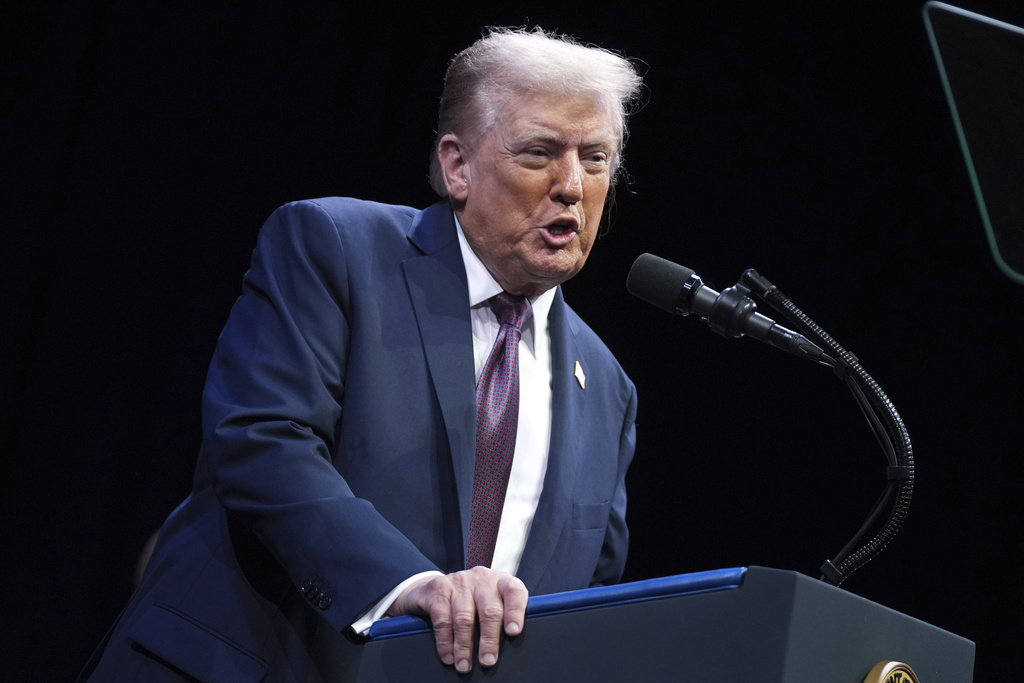 President Donald Trump speaks to the White House Religious Liberty Commission during an event at the Museum of the Bible, Monday, Sept. 8, 2025, in Washington. (AP Photo/Evan Vucci)