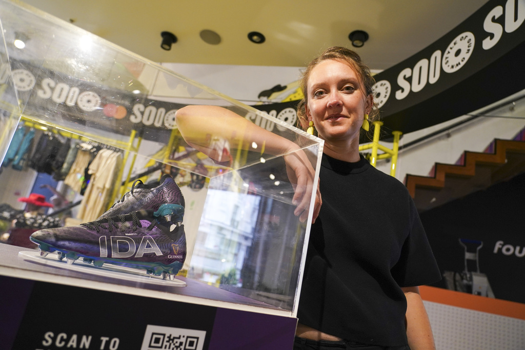 Laura Youngson, CEO of IDA Sports, poses for photographs at a store in Regent Street, in London, Thursday, Sept. 18, 2025. (AP Photo/Alberto Pezzali)