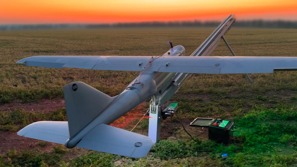 This image made from video provided by Russian Defense Ministry Press Service on Thursday, July 9, 2026, shows a Russian Orlan-3D reconnaissance drone prior to be launched for an action in an undisclosed location in Ukraine. (Russian Defense Ministry Press Service via AP)