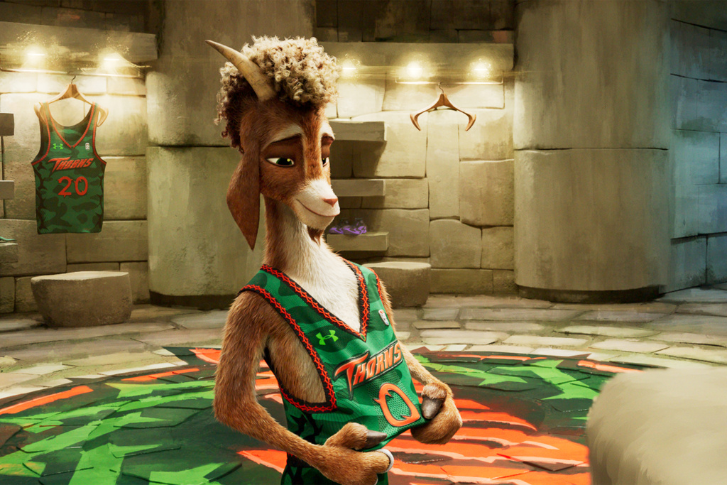 This image released by Sony Pictures shows the character Will, voiced by Caleb McLaughlin, in a scene from the animated film "GOAT." (Columbia Pictures and Sony Picture Animation via AP)