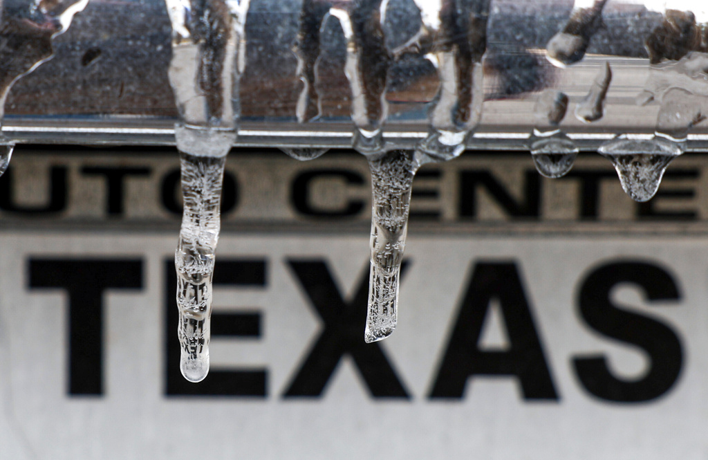 Icicles form on a vehicle in San Antonio, Texas, on Sunday morning, Jan. 25, 2026. (Andrew J. Whitaker/The San Antonio Express-News via AP)