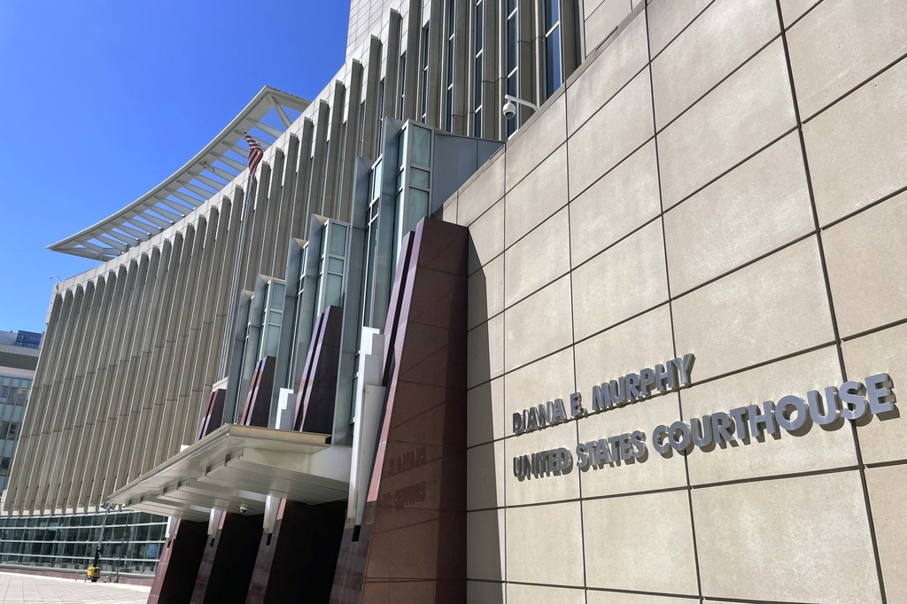 FILE - The Diana E. Murphy U.S. Courthouse is seen in Minneapolis, June 13, 2024. (AP Photo/Michael Goldberg, File)