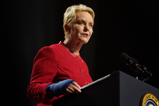 FILE - Cindy McCain, executive director of the World Food Programme and wife of the late Sen. John McCain, R-Ariz., speaks at the Tempe Center for the Arts, Sept. 28, 2023, in, Tempe, Ariz. (AP Photo/Evan Vucci, File) FILE - Cindy McCain, executive director of the World Food Programme and wife of the late Sen. John McCain, R-Ariz., speaks at the Tempe Center for the Arts, Sept. 28, 2023, in, Tempe, Ariz. (AP Photo/Evan Vucci, File)
