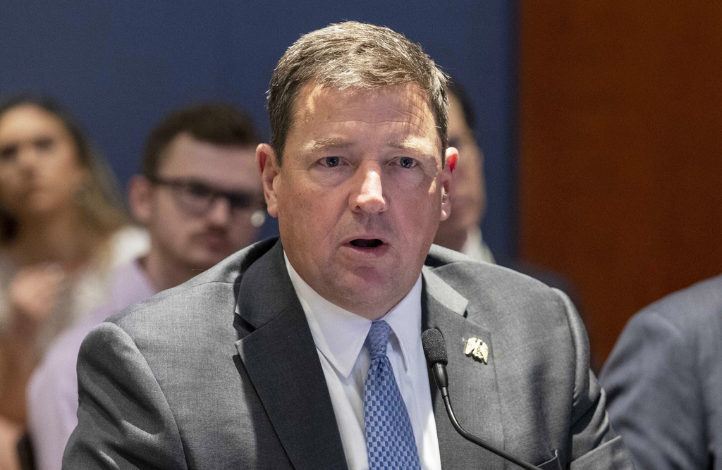 FILE - Ed Martin speaks at the Capitol in Washington, June 13, 2023. (AP Photo/Amanda Andrade-Rhoades, File)