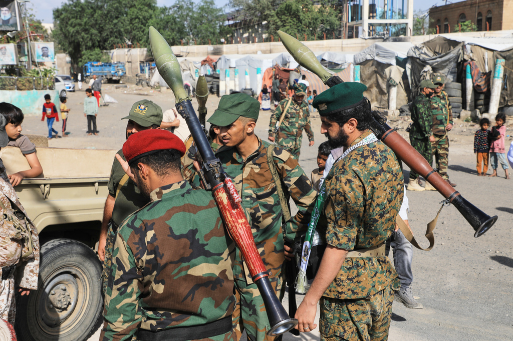 Yemen's Houthi rebels gather during a mobilization campaign in Sanaa, Yemen, Thursday, Sept. 10, 2026. (AP Photo)