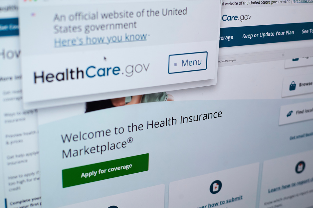FILE - Pages from the U.S. Affordable Care Act health insurance website, healthcare.gov, are displayed on a computer screen in New York, Aug. 19, 2025. (AP Photo/Patrick Sison, File)