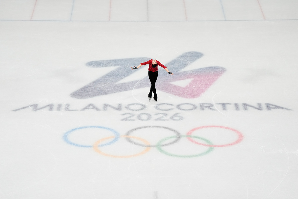 Adeliia Petrosian of Individual Neutral Athletes competes during the women's short program figure skating at the 2026 Winter Olympics, in Milan, Italy, Tuesday, Feb. 17, 2026. (AP Photo/Ashley Landis)