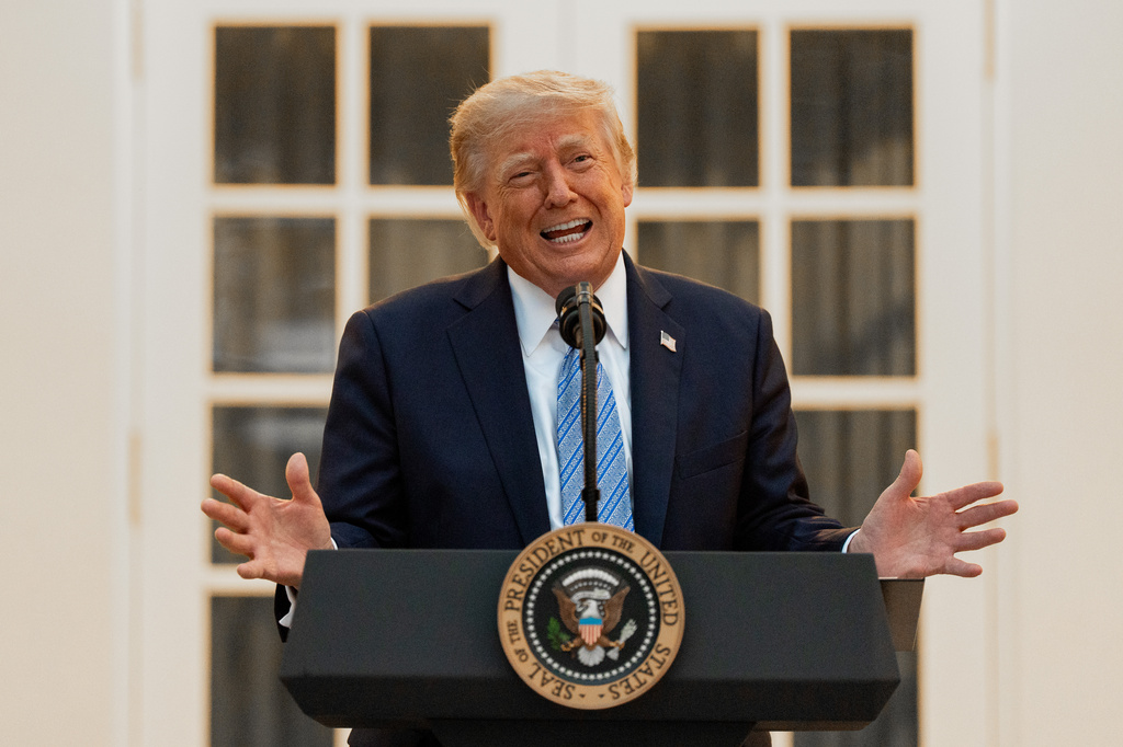 President Donald Trump speaks during a dinner in the Rose Garden of the White House, Thursday, Sept. 17, 2026, in Washington. (AP Photo/Alex Brandon)