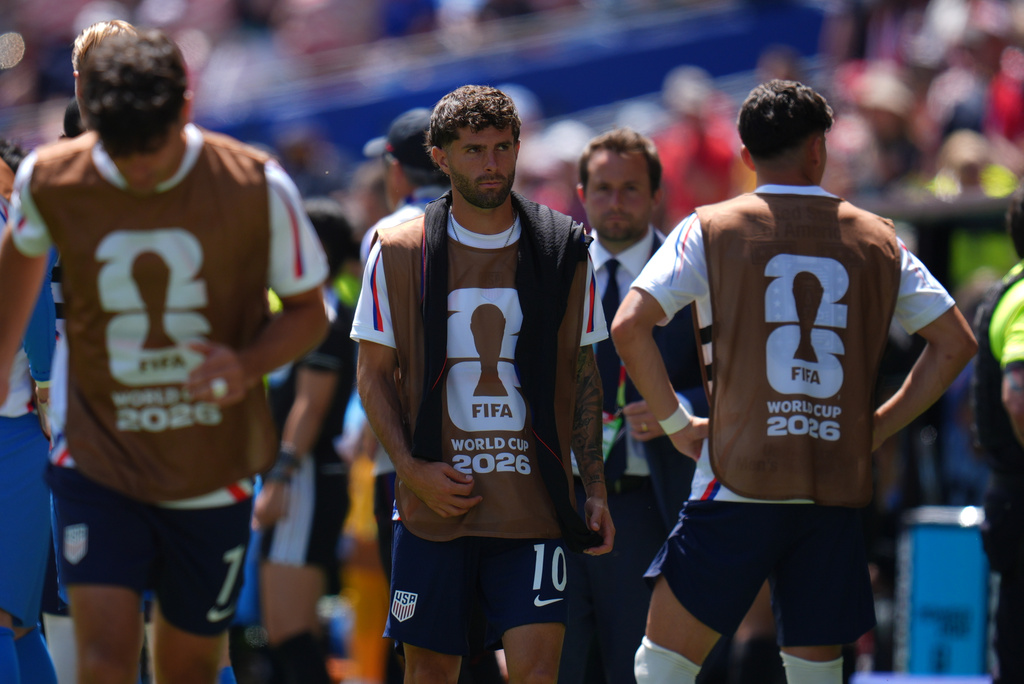 United States' Christian Pulisic (10) during the World Cup Group D soccer match between the United States and Australia in Seattle, Friday, June 19, 2026. (AP Photo/Manu Fernandez)