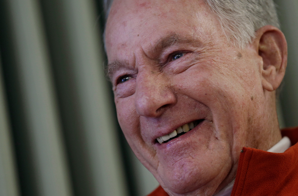 FILE - Jim Whittaker is interviewed for the 50th Anniversary Celebration of the First American Ascent of Mount Everest in Berkeley, Calif., Feb. 22, 2013. (AP Photo/Jeff Chiu, File)