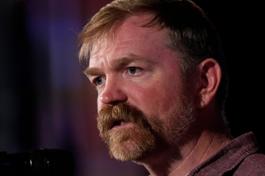 Graham Platner, Democratic candidate for U.S. Senate, speaks at a campaign event Friday, June 5, 2026, in Bar Harbor, Maine. (AP Photo/Robert F. Bukaty)