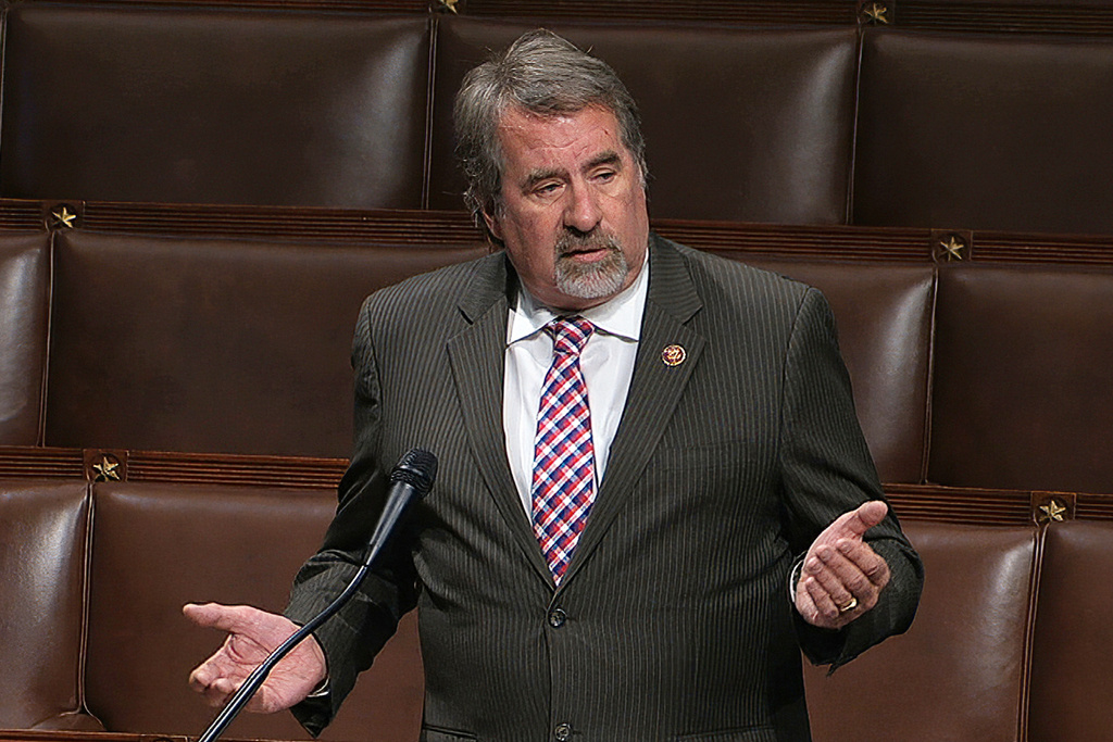 FILE - In this image from video, Rep. Doug LaMalfa. R-Calif., speaks on the floor of the House of Representatives at the U.S. Capitol in Washington, April 23, 2020. (House Television via AP, FIle)
