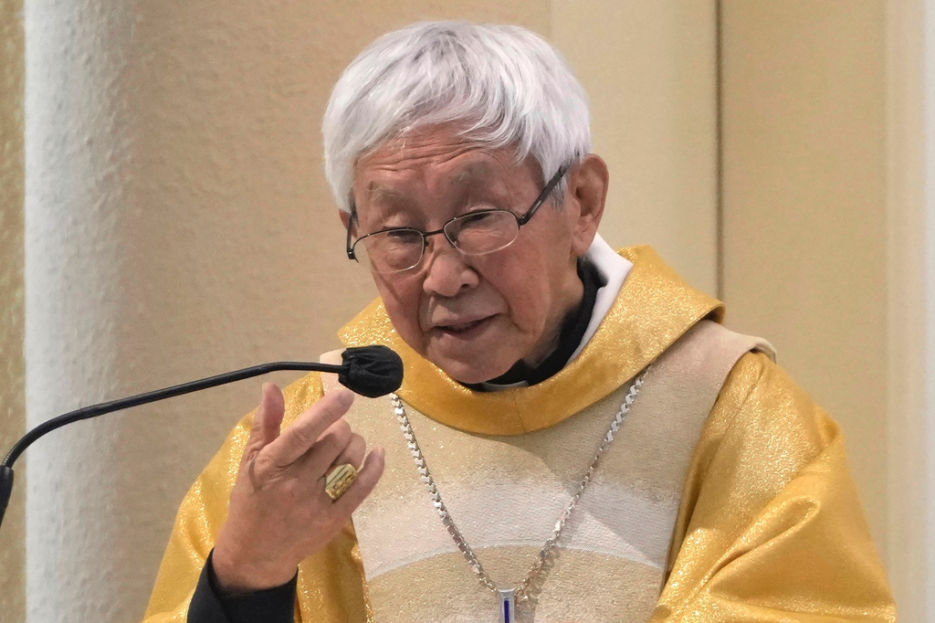 FILE - Catholic Cardinal Joseph Zen, attends a Mass at the Holy Cross Church in Hong Kong on May 24, 2022. (AP Photo/Kin Cheung, File)