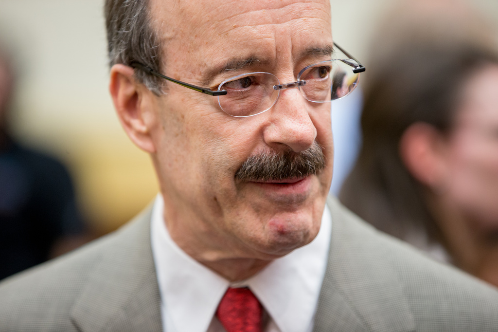 FILE - Ranking Member Rep. Eliot Engel before a House Foreign Affairs Committee hearing in Washington, Tuesday, July 28, 2015, on the Obama administration's case for the Iran Nuclear Agreement. (AP Photo/Andrew Harnik, File)