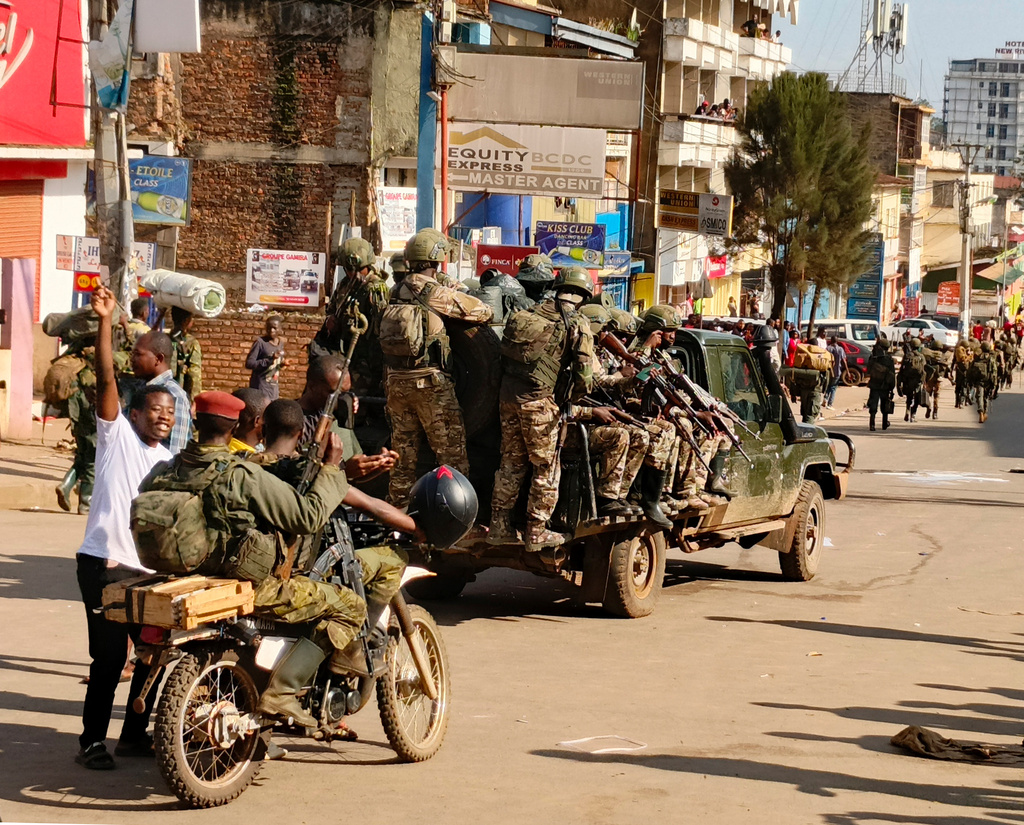 FILE - M23 rebels enter the centre of east Congo's second-largest city, Bukavu, and take control of the South Kivu province administrative office, Sunday, Feb. 16, 2025. (AP Photo/Janvier Barhahiga, File)