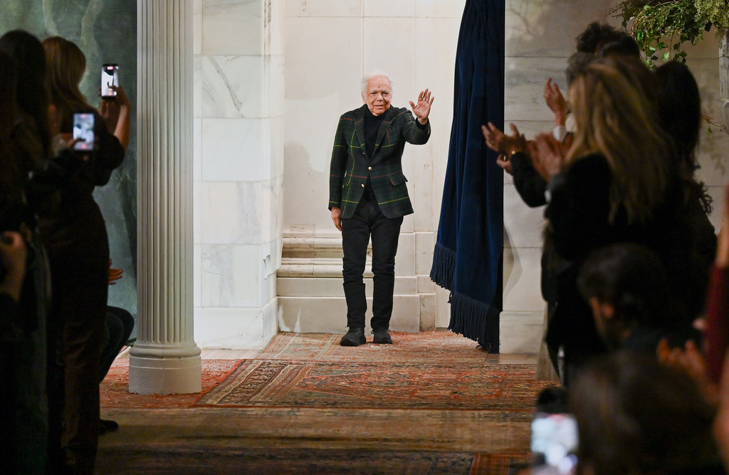 Designer Ralph Lauren takes a bow after the Ralph Lauren Fall/Winter 2026 fashion show as part of New York Fashion Week, on Tuesday, Feb. 10, 2026, in New York. (Photo by Evan Agostini/Invision/AP)