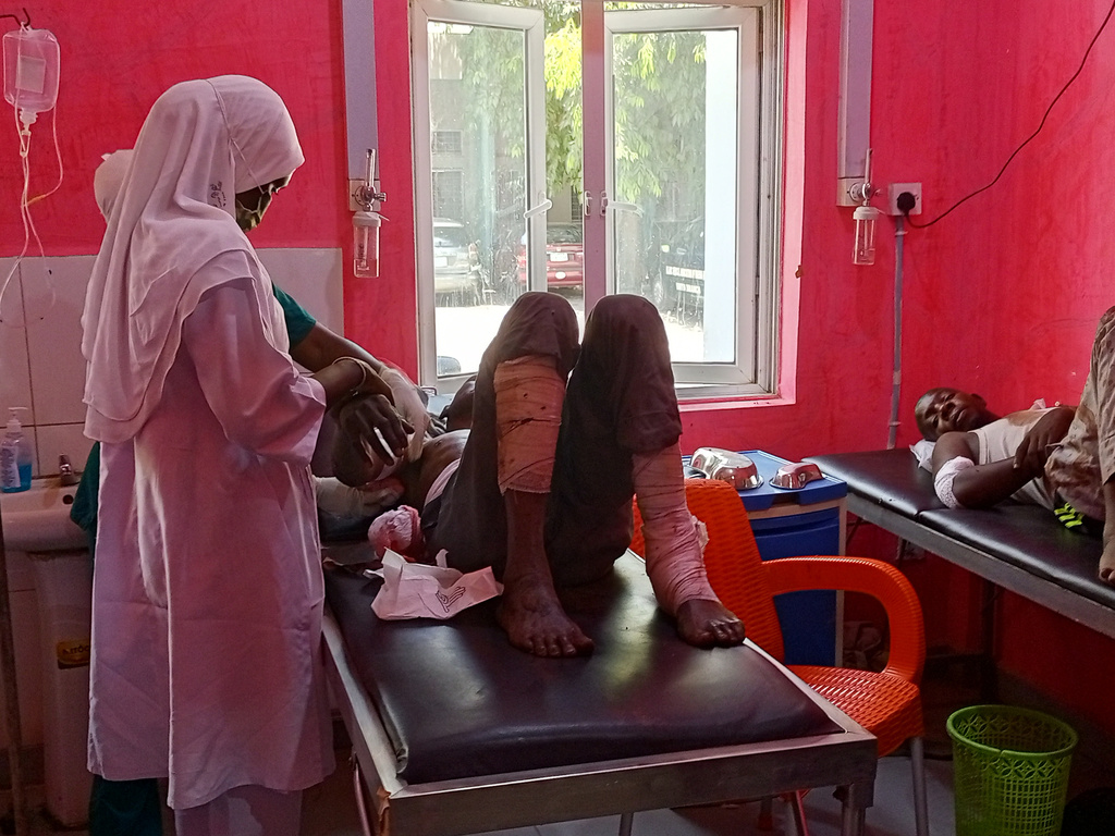 Victims of Monday's bomb blast at a market receives treatment at a hospital in Maiduguri, Nigeria, Tuesday, March 17, 2026. (AP Photo/Jossy Ola)