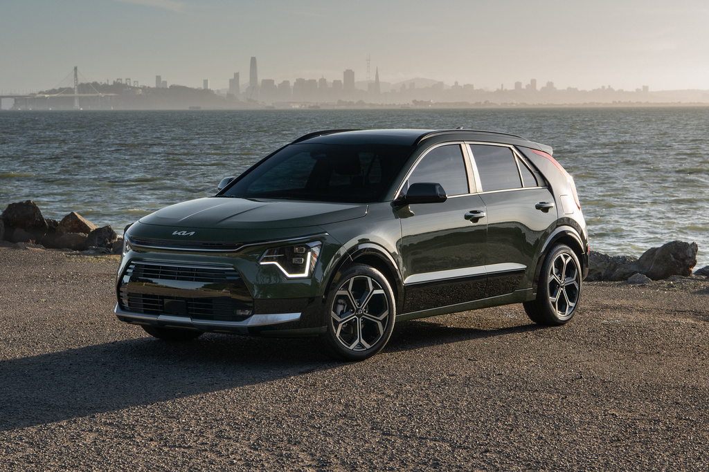 This photo provided by Kia shows the Niro Hybrid, a small SUV with excellent fuel economy available on the used market priced under $25,000. (Courtesy of Kia America via AP)